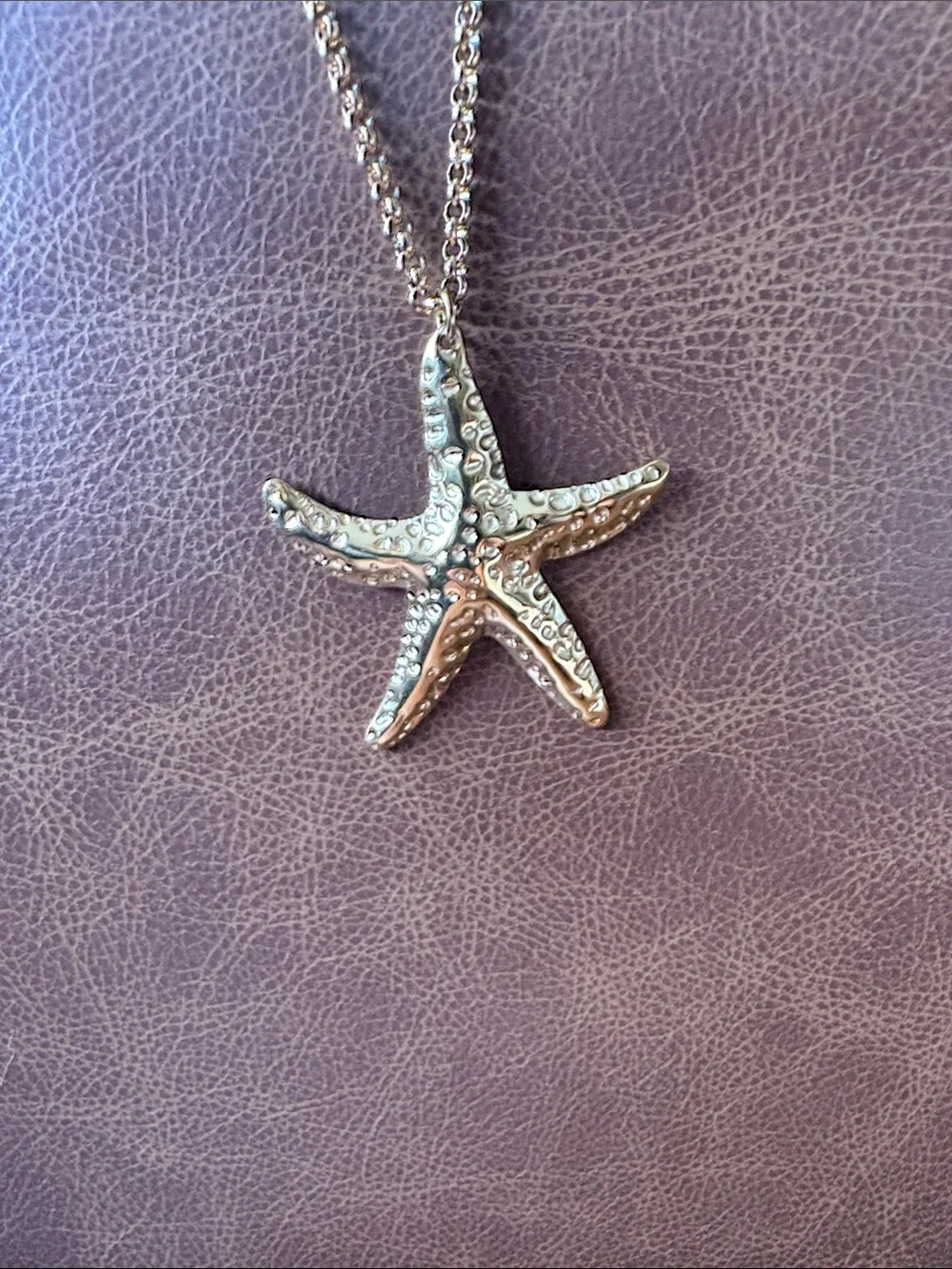 Gold Starfish Pendant Necklace and Earrings Set